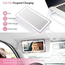 Car Sun Visor Vanity Mirror - Rechargeable Makeup Mirror With 60 LEDs, 3 Light Modes & Dimmable Touch Control For Cars, Trucks, SUVs, Car Interior Accessories For Women,Car Accesssories,Car Essentials,Car Acessesories Women>Holder (Pink) - Visor Vanity Mirror (Pink) - 查看 7