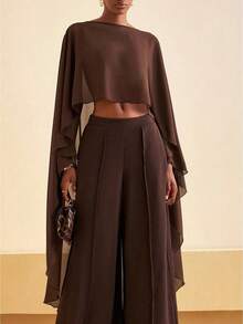 Sheer Shawls And Wraps For Evening Dresses Chiffon Capes For Women Soft Wedding Cover Up - màu nâu cà phê - Xem 1