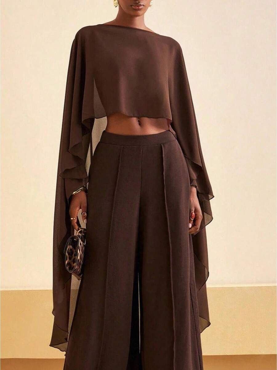 Sheer Shawls And Wraps For Evening Dresses Chiffon Capes For Women Soft Wedding Cover Up - màu nâu cà phê - Xem 1