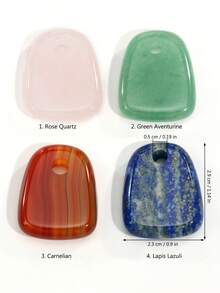 1pc 23mmx30mm Natural Stone Padlock Pendant For Jewellery Making-Trapezoidal Rose Quartz&Green Aventurine&Carnelian&Lapis Lazuli Pendant Suitable For DIY Necklaces, Bracelets And Other Jewellery.Essential For Handicraft Enthusiasts - Multicolor - View 10