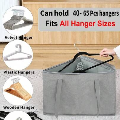 2pcs Hanger Storage Bag, Triangular Design, Non-Woven Material, With Support Pad At The Bottom, Strong , Can Store 40 Hangers Of Various Sizes