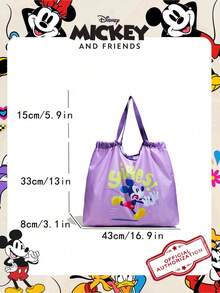 Disney 1 pièce Sac de courses pour enfants avec motif officiel autorisé de Mickey Mouse, sac fourre-tout pliable grande capacité, sac à bonbons, sac à déjeuner, sac à collation, sac à bandoulière à cordon, sac à main léger, officiel et autorisé - vérifiable, convient aux enfants/garçons/filles pour un usage quotidien/les courses - Multicolore - Voir 4