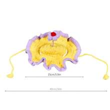 Handmade Knitted Pet Collar & Hat Set, Soft Yarn, Flower Design, Cat & Dog Accessories, Photo Props