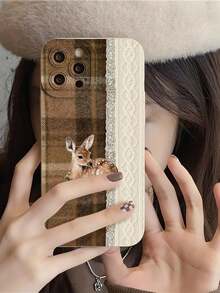 1pc Deer Pattern Soft Silicone Full Body Protective Phone Case, Compatible With IPhone 16 ProMax/16/16 Pro/16 Plus/11/15/15 Pro/15 ProMax/12/13/14 ProMax/XS/XR/11 Pro/11 ProMax/12 Pro/12 ProMax/13 Pro/13 ProMax/7 Plus/14 Pro/14 ProMax/14 Plus/7 Plus/8 Plus/8/SE2/12 Mini/13 Mini, Anti-Yellowing - trắng - Xem 4