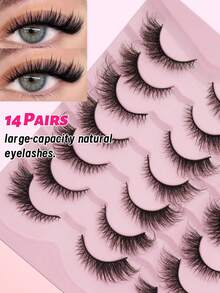 14 Pairs D-Curl Fluffy & Soft Strip Lashes, Reusable & Beginner-Friendly, The Elongated End Of The Eye Makes Your Eyes More Eye-Catching, Easy-To-Apply For Daily & Glam Eye Looks, High-Quality Comfortable Eyelash Set, Valentine's Day Gift, Cute Small Gift For Women, Travel Essential Easy To Carry