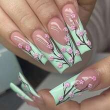 Water Pipe Pattern Floral French Manicure Nail Tips, 24 Pieces Per Pack, Nail Stickers. - SGCY-201 - View 2