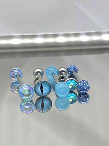 5pcs Cute Candy Color Tongue Rings, Pink, Purple, Green, Blue, Yellow, Women's Piercing Jewelry, Suitable For Daily Wear - 5-piece Set - View 12