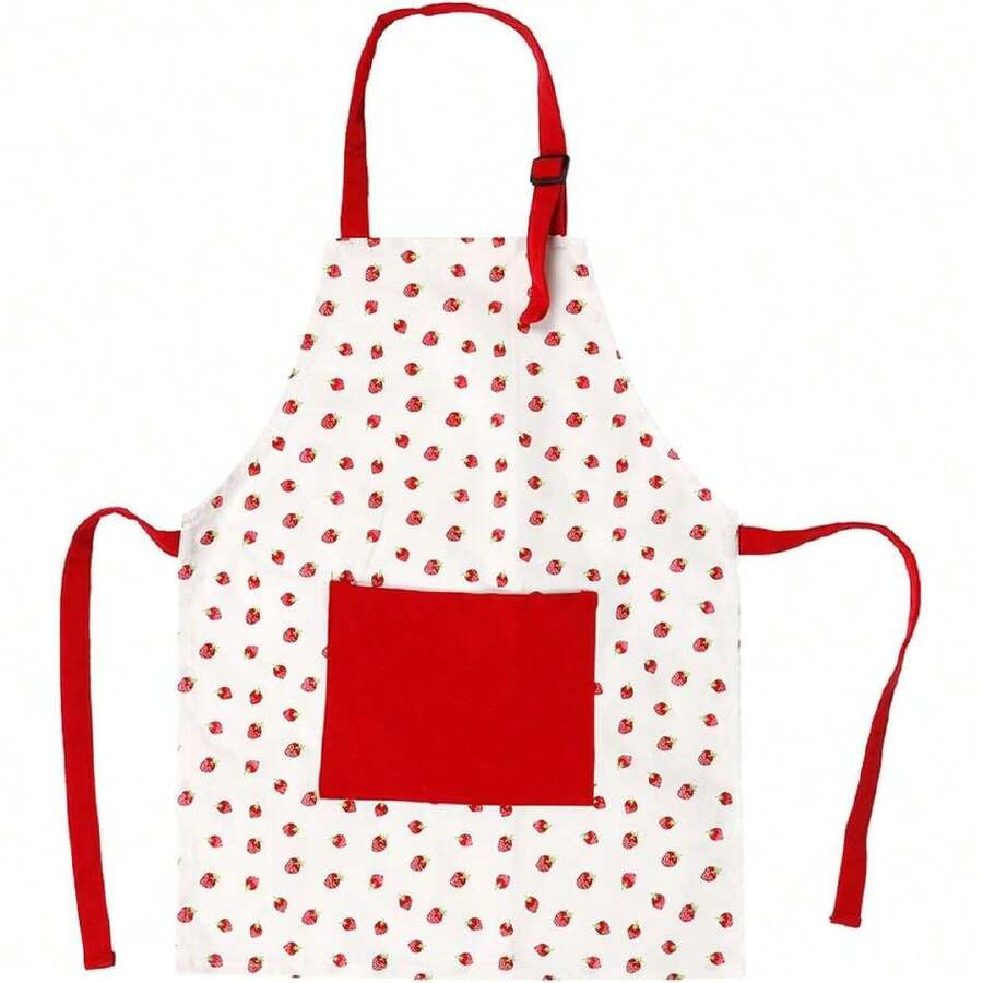 Delantales de Cocina, Mandiles de Cocina Mujer Delantals de Fresa Roja con Bolsillos Cuello Ajustable Delantal de Chef Delantals de Pintura para Niños Mujeres Hombres,39826484 - Multicolor - Ver 1