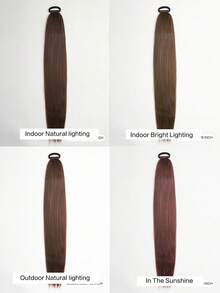 Kid's Ombre Ponytail Hair Extensions, 2 Packs Synthetic Straight Braiding Hair With Tinsel, Elastic Band Jumbo Braid Ponytail For All Occasions, 26-Inch - Multicolor - View 8