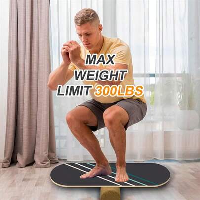 Wooden Balance Board With Roller, Indoor Skateboard Surfboard Trick Board, Balancing Boards With 3 Adjustable Stoppers For Yoga Improves Core Stability Exercise Training