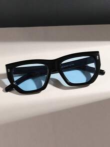 2副男女通用方形纯色时尚眼镜，情侣眼镜配饰，适合日常和节日佩戴 - 彩色 - 查看 2