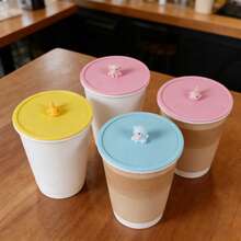 1pc Cute Cartoon-Shaped Three-Dimensional Animal-Shaped Lid For The Cup, Which Prevents Dust From Entering The Cup, Is Convenient To Use And Easy To Hold And Place. - Multicolor - View 4
