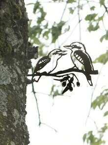 1件金属鸟形装饰品 - 创意户外花园庭院装饰，铁艺树枝艺术品，适合春季栅栏装饰 - 彩色 - 查看 2