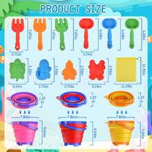 Juguetes de Playa para niños Incluye Pala de cubeta de Arena Plegable y Juguetes de rastrillo de Arena,14 Piezas con Bolsas de recolección de moldes de Arena para Niños,39885020 - Multicolor - Ver 2
