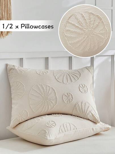 半件装卡其色波西米亚风簇绒纹理枕套，复古田园风树叶图案枕套，适用于卧室、客厅，波西米亚家居装饰，柔软透气，可机洗，四季皆宜，不含枕芯