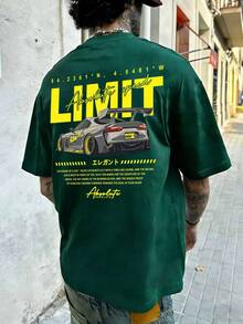 Fractyr Fractyr 男士夏季时尚简约赛车元素印花圆领短袖T恤 | 基础款街头休闲上衣 - 墨綠色 - 查看 2