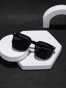 1 Pair Men's Square Fashion Glasses, Classic Colors, Lightweight Frame, Comfortable Wear, Suitable For Road Trips, Comes With Glasses Case - Multicolor - View 6