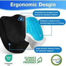 Seat Cushion, Gel Chair Cushions, Office Chair Cushions, Anti-Slip Bottom & Removable Cover Tailbone Pain Relief Cushion, Memory Foam Seat Cushion For Office, Wheelchair, Car (Black) - Xám nhạt - Xem 11