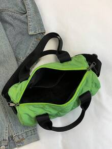 1pc New Women Handbag - Rhombus Casual Large Capacity Bag - Young Outdoor Tote Bag - Green - View 7