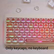 136 teclas Ojos de gato azul/rosa, perfil Cherry Doubleshot Teclas PBT translúcidas, interruptores magnéticos retroiluminados compatibles con teclados mecánicos de 61, 68, 75, 87, 98, 104 - Rosa - Ver 5