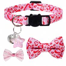 1个可拆卸蝴蝶结猫项圈，带铃铛和星星装饰，可调节扣环，耐用宠物项圈，附赠可爱发夹，适合猫咪和小型犬，是理想的宠物礼物。 - 彩色 - 查看 10