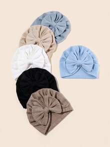 Set de 6 piezas de diademas con moño y gorros para bebé recién nacido, gorros de bebé, accesorios de temporada para bebés - Multicolor - Ver 2