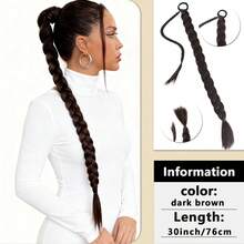 18英寸/26英寸/30英寸长直马尾假发，编织合成发，配柔软发圈，适合日常使用