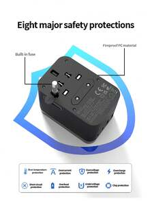 EAGET 通用旅行适配器，20W PD快充，3A国际电源适配器，2个USB-A接口，2个USB-C接口，一体式全球墙式充电器，兼容美国、欧盟、英国、澳大利亚、亚洲及200多个国家和地区，支持Nano快充 - 複色 - 查看 9
