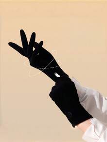 1 双卡其色/黑色/白色手套，时尚保暖的德国羊毛内衬全指手套，具备触屏功能，掌心防滑，防风保暖，适合滑雪、骑摩托车和户外冬季活动。 - 彩色 - 查看 4