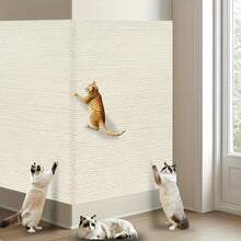 1pc 15.75" X 118.11" Self-Adhesive Cat Scratch Pad | Durable Sisal-Polyester Blend - Furniture Protector, Removable & Wall-Mountable | Suitable For Indoor Cats - 15.75*118.11in - View 1