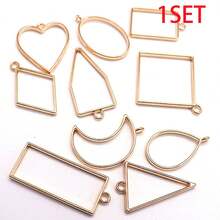 10 khuôn đúc mặt dây chuyền hình học rỗng bằng hợp kim vàng/bạc/xanh cổ/vàng KC/đen, nhựa epoxy, vật liệu làm mặt dây chuyền trang sức hình học DIY. - A4850-10 - Xem 14