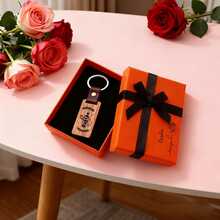 1个定制礼盒，适用于钥匙扣、包包配件、宠物吊坠、橙色首饰盒（带蝴蝶结）、戒指盒、耳环盒、项链盒、手链盒 - 送给爸爸妈妈的完美礼物 - 彩色 - 查看 4