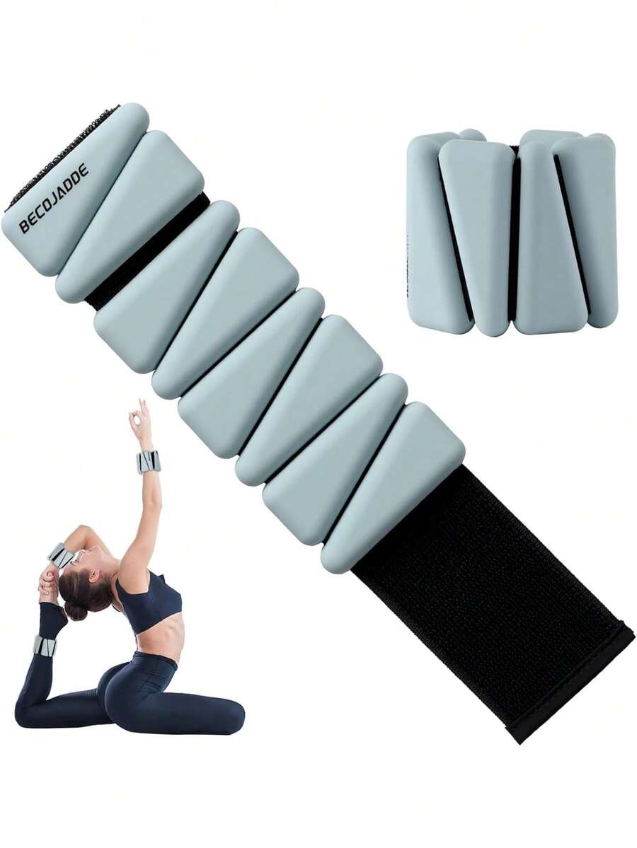 Ankle Weights Set Of 2 (1 Lb/2 Lb/3 Lb Each) Adjustable Wrist Weights For Women Men Wearable Arm Leg Weight For Pilates, Running, Walking, Workout, Yoga,39832591 - 灰色 - 查看 1