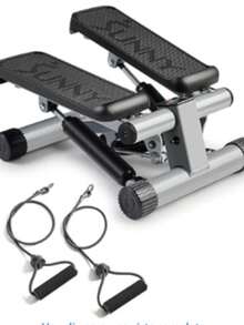 S un ny H ea lth & F itne ss Mini Stepper for Home Exercise, Climber Exercise Machine with Resistance Belt, Optional Twist Movement and Connection to the Free SunnyFit App - Gris - Ver 4