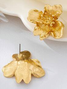 1 Coppia di orecchini a bottone vintage dorati con fiori smaltati colorati in stile europeo e americano - Oro giallo - Visualizzare 5