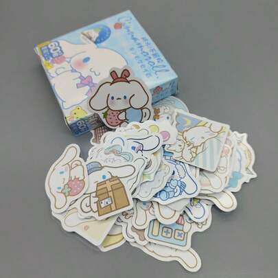 1 set/60 st. klistermärken med japanska seriefigurer med stora öron och små vita hundar, söta tecknade klistermärken för bagagedekoration, gränsöverskridande Gacha-kontoklistermärken, julklappar, söta och prisvärda, skapar en känsla av överraskning, ger presenter till vänner (stokastisk stil)