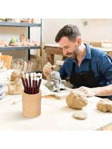 DIY Pottery Clay Tools Wooden Handle Pottery Carving Tool 6pcs/Set For Pottery Sculpture Ceramic Clay Trimming Cutting Kit Craftsman Tool - Multicolor - View 4