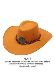 1pc Unisex Detachable Badge Western Cowboy Hat, Wide Brim Panama Hat, Suitable For Western Themed Events, Parties, Engagements, Cosplay, Graduations, Masquerades, Festivals, Weddings, Birthdays, Music Festivals, Everyday Wear - Top Hat - View 11