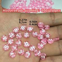 Yiwu Qiyou Accessories Co., LTD 7毫米 500颗/250颗 透明粉色字母，情人节配色，适用于项链、手链、珠宝、珠子及珠子组合