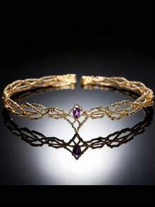 1 Set Sparkling Rhinestone-Encrusted Boho Princess Crown, Elegant And Charming For Party And Holiday Wear, Crowns, Tiara, Costume Crown, Headpiece, Hair Circlet For Valentine's Day Valentine's Day Accessories Gift, Bride To Be - Multicolor - View 9