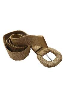 1件手工编织带扣，草编装饰腰带，简约时尚百搭的连衣裙腰带 - 彩色 - 查看 7