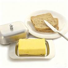3pcs Butter Dish With Lid,Butter Box ,Butter Storage Container,Cheese And Bread Keeper Storage,Kitchen Accessories,Kitchen Gadgets,For Friend/Seniors Gift,Christmas/Cheese&Butter Festival Gift - Silver - View 7