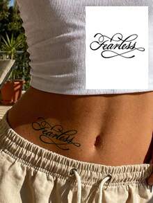 3片/1片装草本汁液半永久纹身贴纸，情人节、狂欢节礼物，迷你简约法式浪漫手写植物图案 - 不褪色、不反光，可持续7-14天，防水可撕式纹身贴纸 - 藍色 - 查看 14