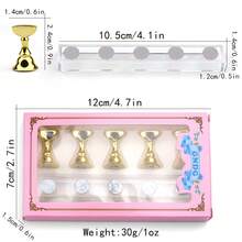 Nail Art Practice Board Displaying Nail Stickers And Practicing Nail Stands. RGW3 - [Gold Chess Pieces + Transparent Base] - View 6