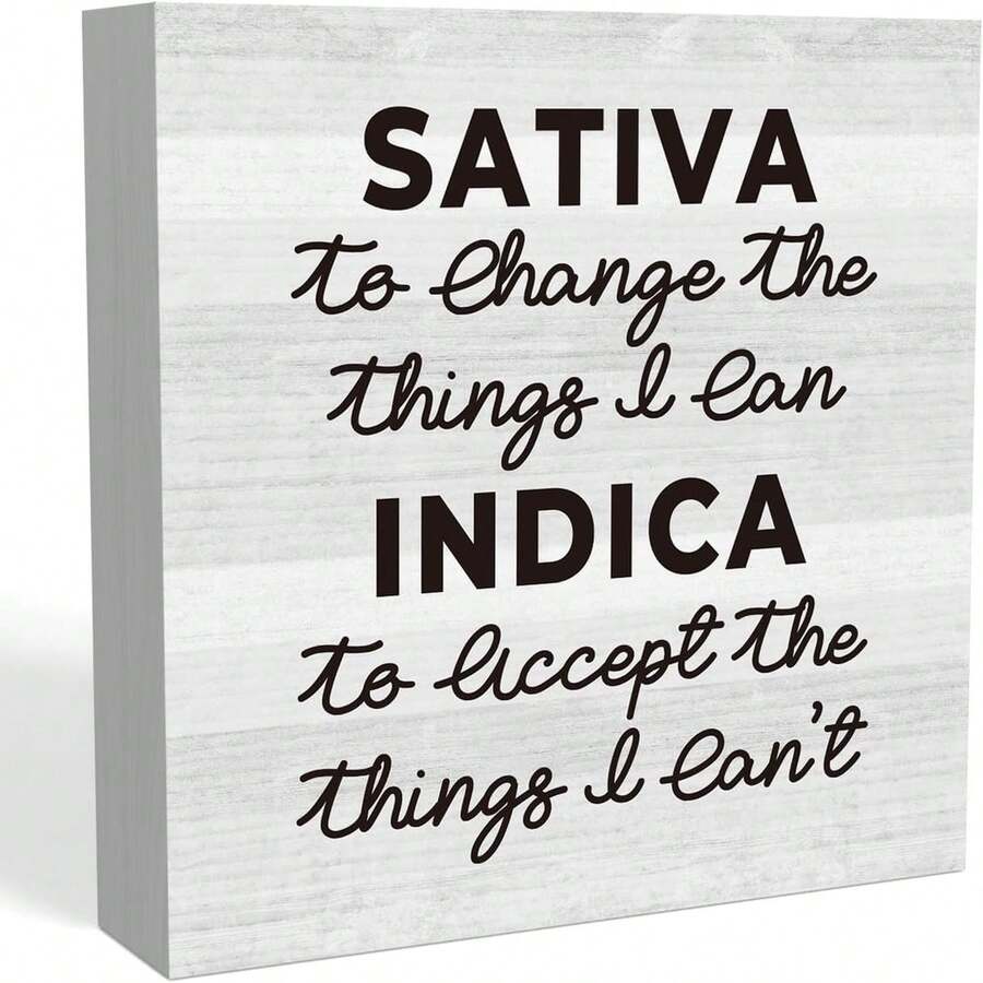 1pc 5*5inch(12.4*12.4cm) Positive Home Office Desk Decor Rustic Wood Box Sign Farmhouse Shelf Cubicle Accessories Decor Gifts For Coworkers Sativa To Change The Things I Can - trắng - Xem 1