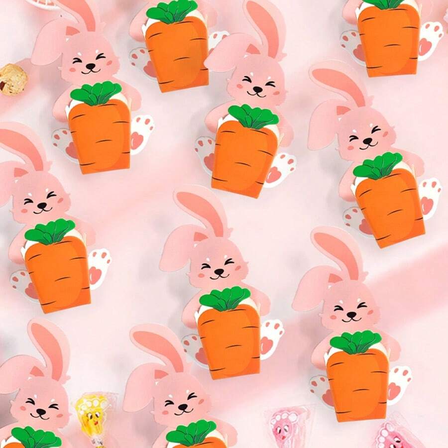 Bộ 10 hộp đựng bánh quy và kẹo hình thỏ và cà rốt hoạt hình 3D dễ thương. - Nhiều màu - Xem 1