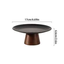 1个黑色木质底座不锈钢餐盘，适用于餐桌、餐厅、厨房、派对、生日等场合 - 木高腳不鏽鋼黑色盤 - 查看 3