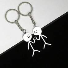 Funny Graffiti Keychain, Stainless Steel Gesture Keyring, Stainless Steel Figure, Keychain Pendant - Perfect For Men, Suitable For Bags And Car Decoration, Great Gift Idea - Multicolor - View 4