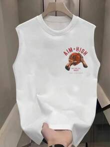 Regata Machão Cavada Algodão Masculina Casual Treino Esporte Confortável Verão Básica Aim High - Branco - Visão 1