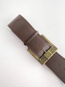 1 chiếc thắt lưng bản rộng khóa đồng cổ điển, phong cách Bohemian giản dị, gợi cảm, thanh lịch, retro dành cho nữ, phù hợp với váy, chân váy, quần jeans, mặc hàng ngày, đi làm, đi học, đi nghỉ mát, du lịch, mùa thu/đông. - màu nâu - Xem 2